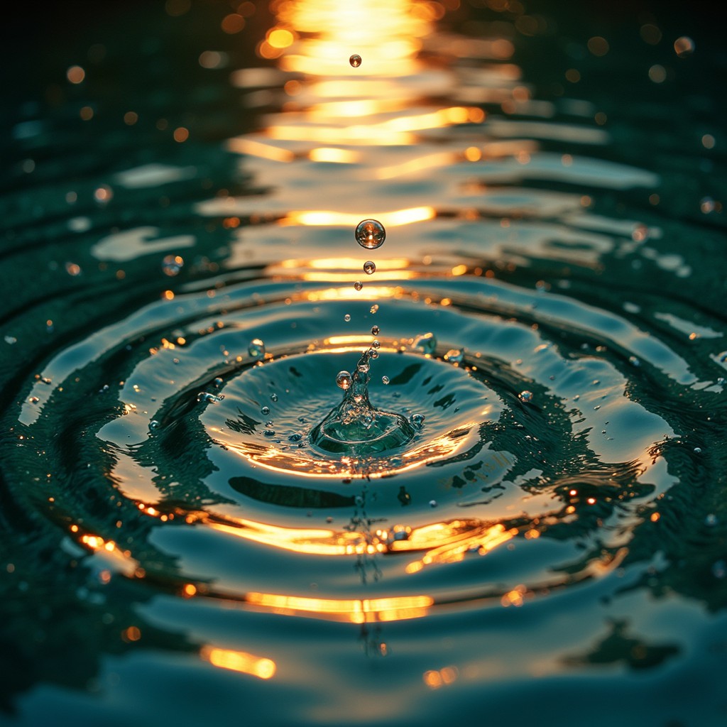 near-death experience ripple effect — golden light on still water